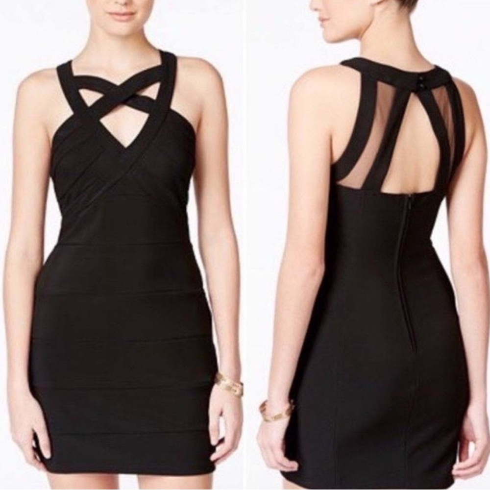 Crystal Doll Black Bodycon Cocktail Dress